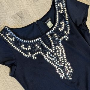 Exquisite Embellished Navy Dress  |  Bisou Bisou